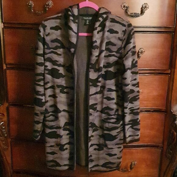 Rachel Zoe Hooded Camo Open Cardigan sz S - Picture 1 of 4